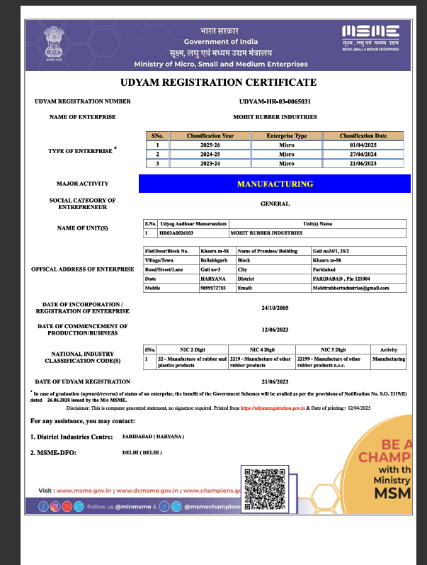 MSME Udyam Certificate